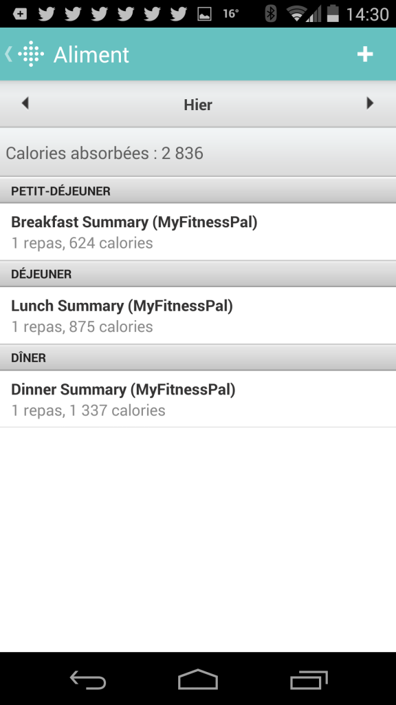 mon application Fitbit se synchronise avec MyFitnessPal