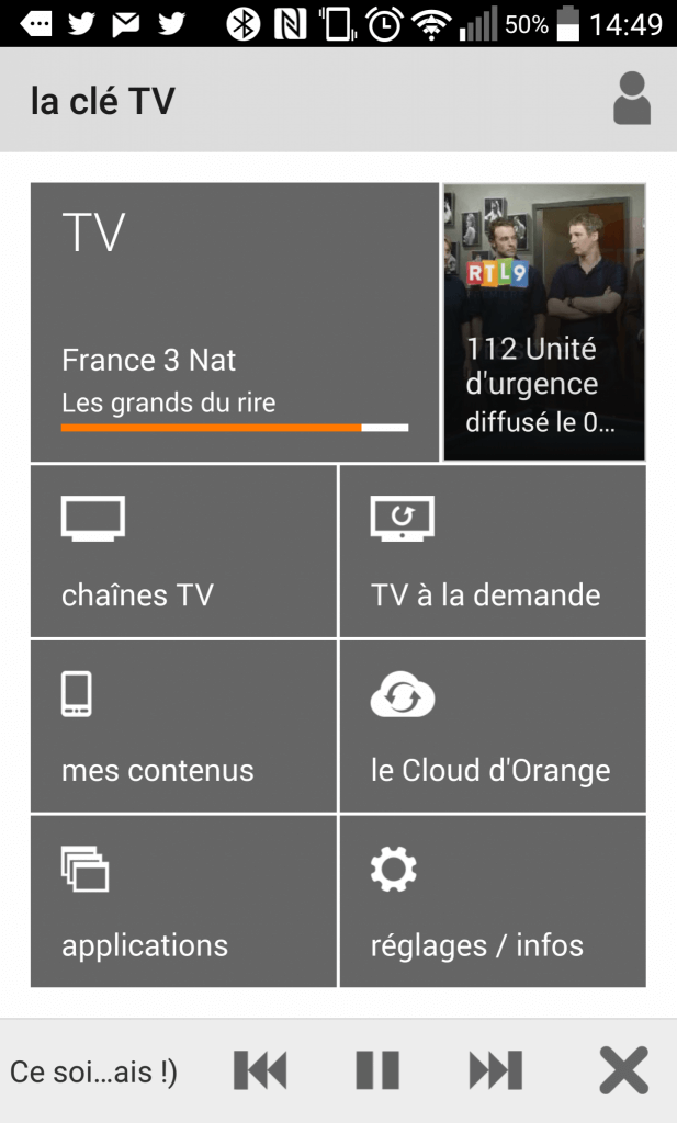 l'application la Clé TV d'Orange
