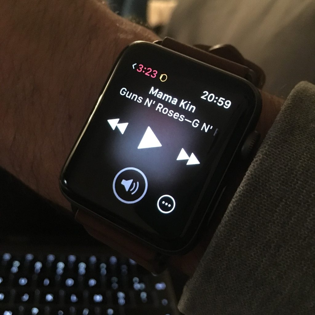 l'interface music de l'Apple Watch
